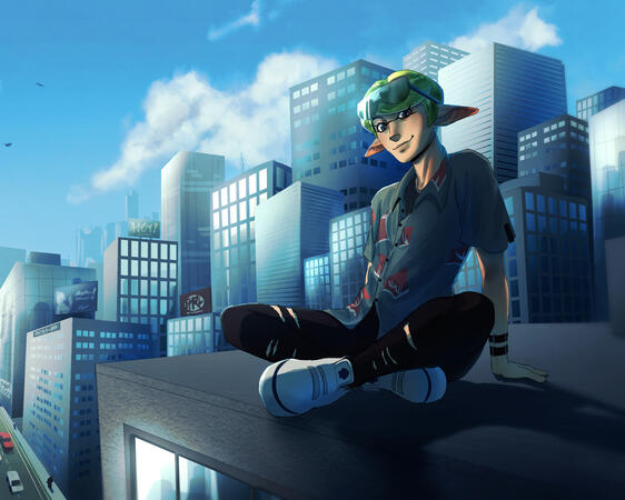 lined fullbody w/ more complex background