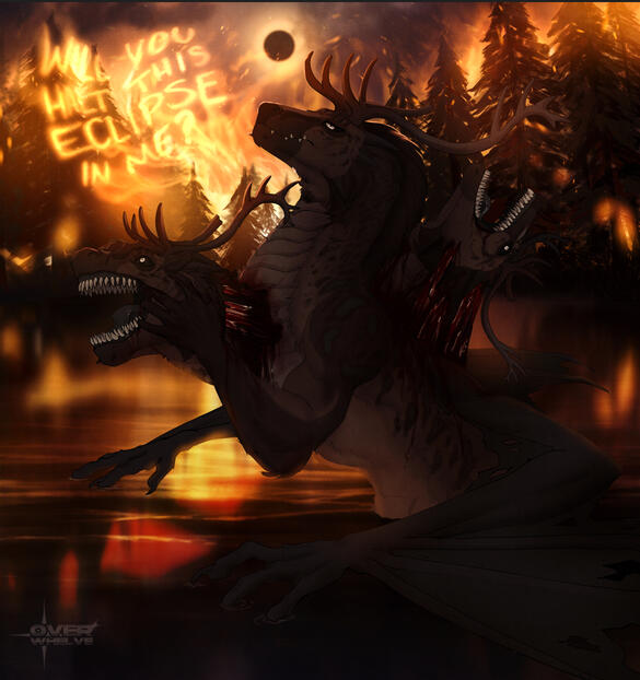 lined illustrative halfbody with complex background