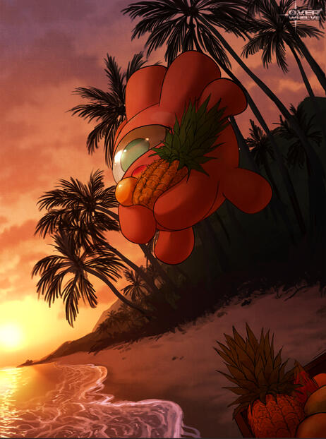 lined illustrative fullbody w/ complex background